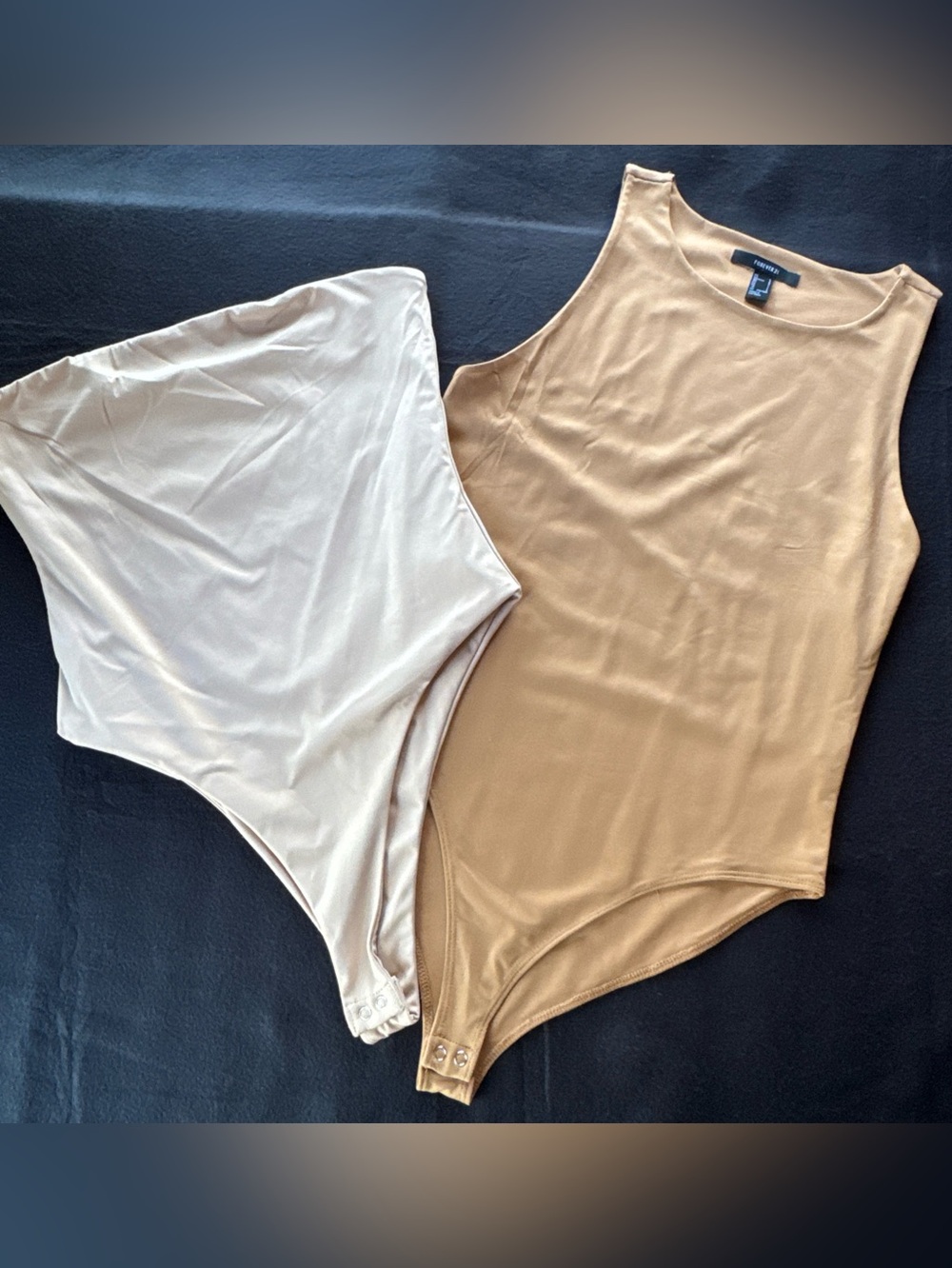 Forever 21 Two-Pack Sleeveless Bodysuits in Beige & Cream minimalist base layer
